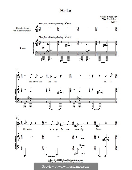 Haiku von B. Kindsdottir Noten auf MusicaNeo