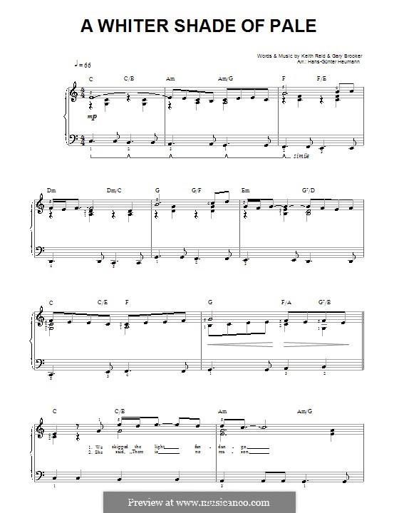 A Whiter Shade of Pale (Procol Harum) von G. Brooker Noten auf MusicaNeo