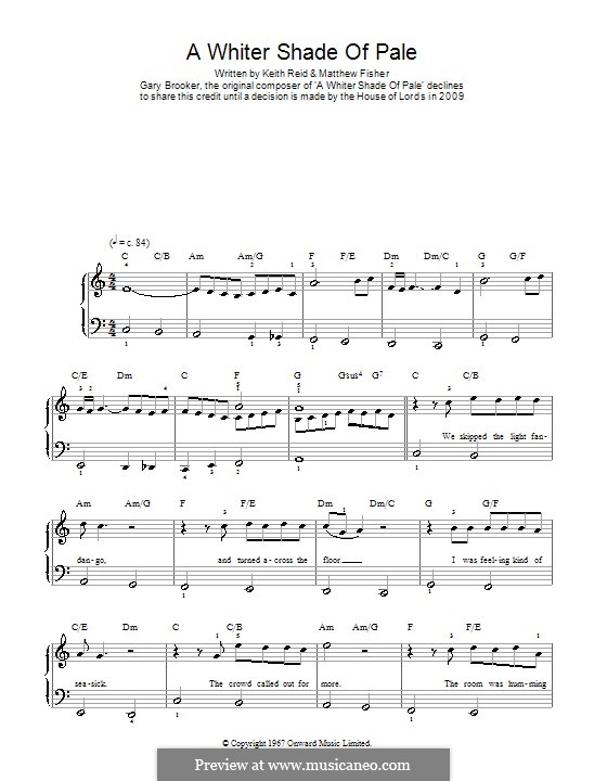 A Whiter Shade of Pale (Procol Harum) von G. Brooker Noten auf MusicaNeo