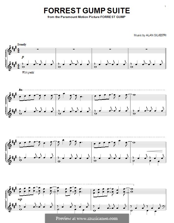 Forrest Gump Suite (Theme) von A. Silvestri Noten auf MusicaNeo