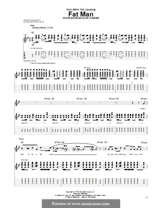 Fat Man (Jethro Tull) von I. Anderson Noten auf MusicaNeo