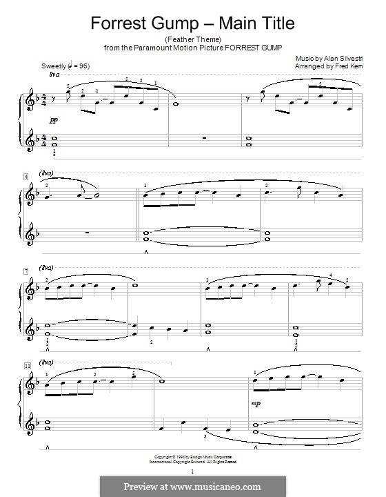 Forrest Gump Suite (Theme) von A. Silvestri Noten auf MusicaNeo