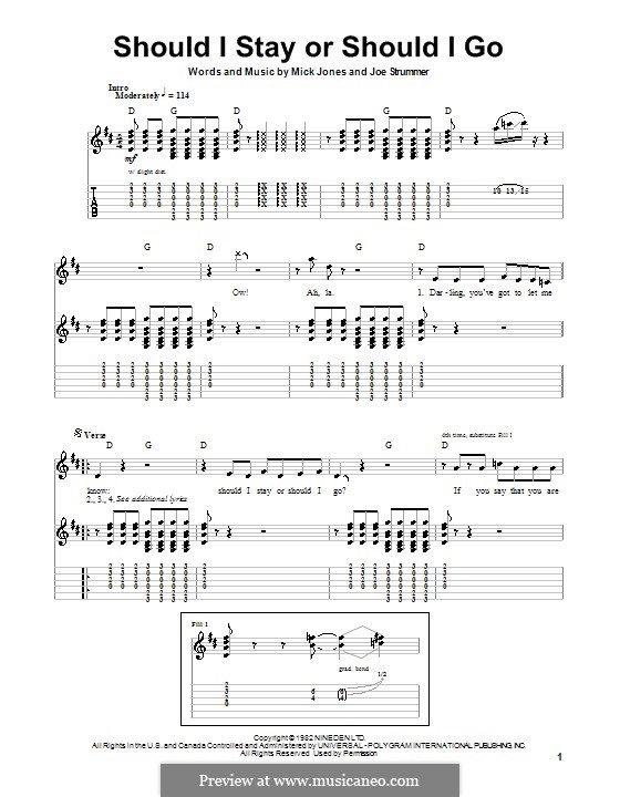 Should I Stay or Should I Go (The Clash) von J. Strummer, M. Jones auf MusicaNeo