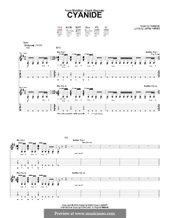 Cyanide (Metallica) von J. Hetfield Noten auf MusicaNeo