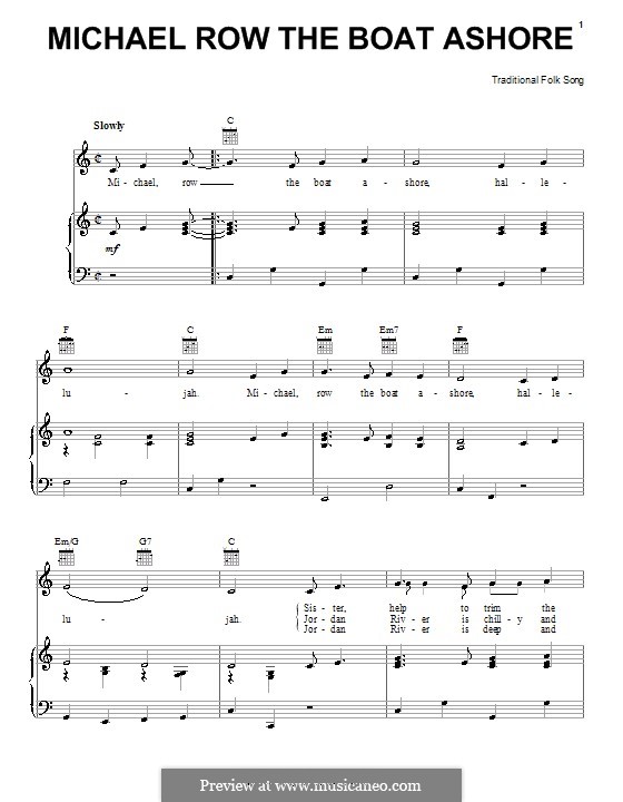 Michael Row the Boat Ashore von folklore Noten auf MusicaNeo