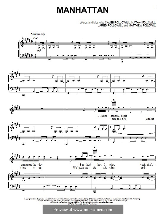Manhattan (Kings of Leon) von A.C. Followill, J. Followill, M