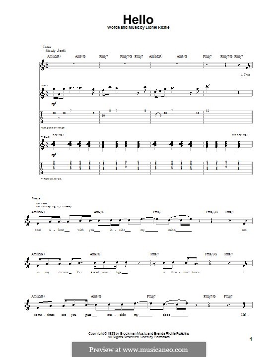Hello von L. Richie Noten auf MusicaNeo