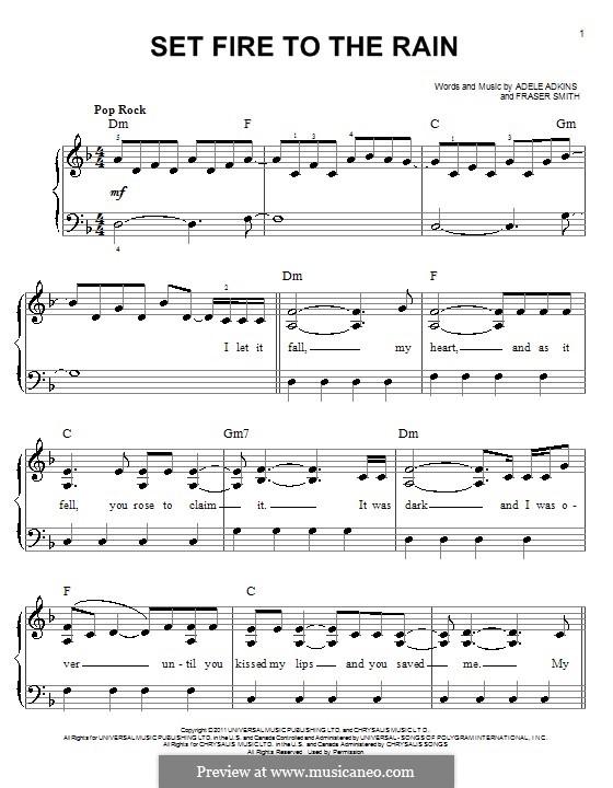 Set Fire to the Rain von Adele, F.T. Smith Noten auf MusicaNeo