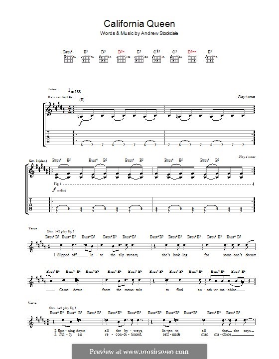 California Queen (Wolfmother) von A. Stockdale Noten auf MusicaNeo