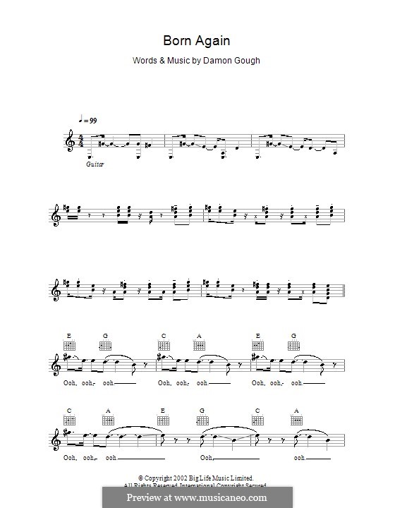 Born Again (Badly Drawn Boy) von D. Gough Noten auf MusicaNeo