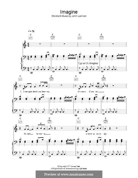Imagine von J. Lennon Noten auf MusicaNeo