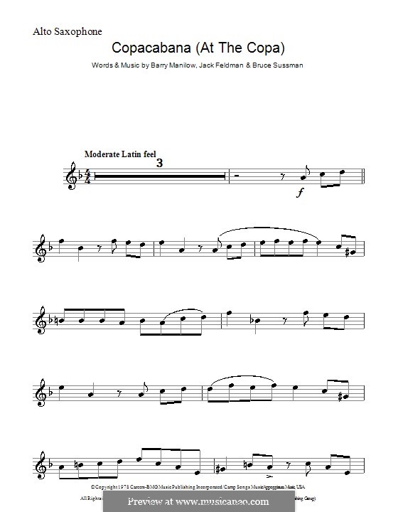 Copacabana (At the Copa) von B. Manilow Noten auf MusicaNeo