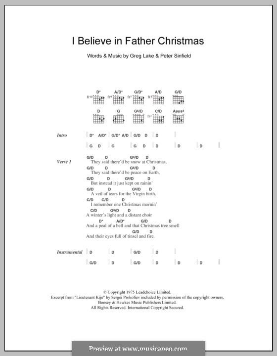 I Believe in Father Christmas (Emerson, Lake & Palmer) von G. Lake auf