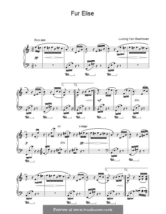 Für Elise, für Klavier, WoO 59 von L.v. Beethoven Noten auf MusicaNeo