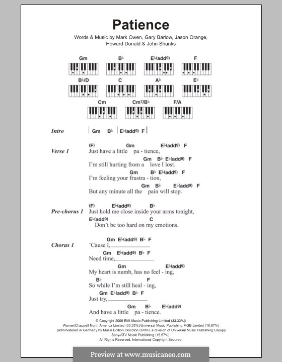 Patience (Take That) von G. Barlow, H. Donald, J. Orange, J.M. Shanks