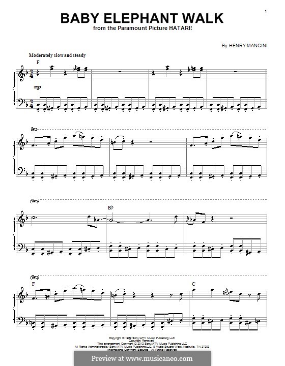 Baby Elephant Walk von H. Mancini Noten auf MusicaNeo