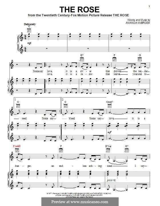 The Rose (Bette Midler) von A. McBroom Noten auf MusicaNeo