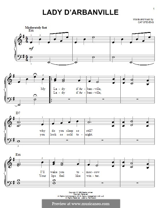 Lady d'Arbanville von C. Stevens Noten auf MusicaNeo