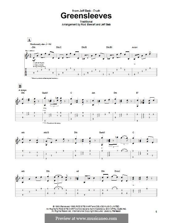 Greensleeves von folklore Noten auf MusicaNeo