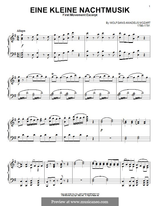 Allegro (Eine kleine Nachtmusik, K.525) von W.A. Mozart auf MusicaNeo