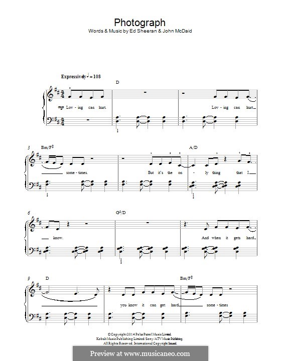Photograph von E. Sheeran, J. McDaid Noten auf MusicaNeo