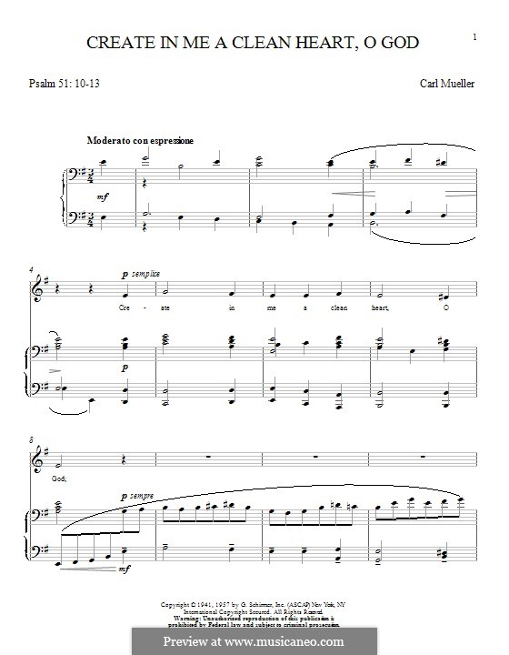 Create in Me a Clean Heart, O God von C.J. Mueller Noten auf MusicaNeo