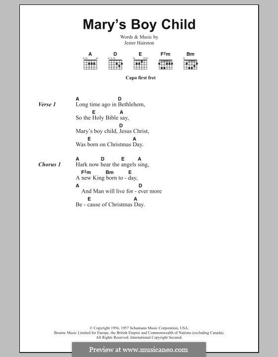Mary's Boy Child von J. Hairston Noten auf MusicaNeo
