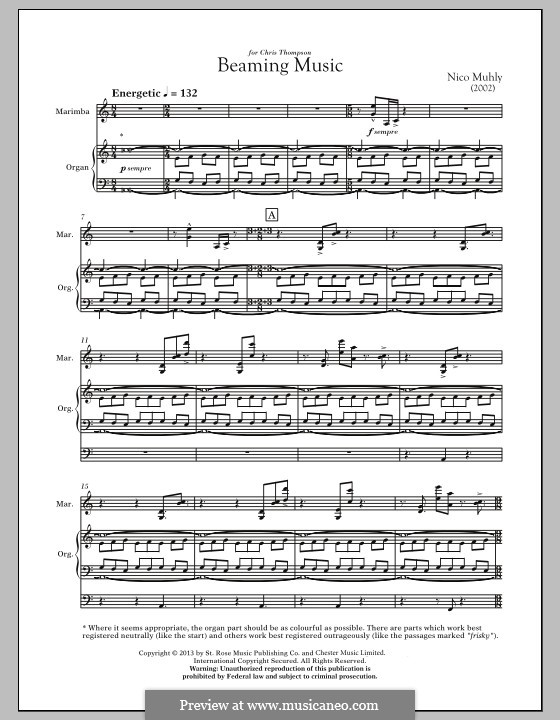 Beaming Music von N. Muhly Noten auf MusicaNeo