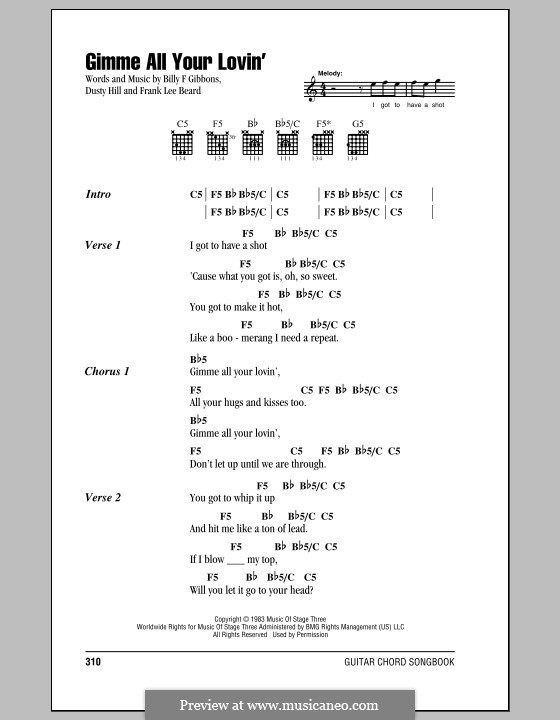 Gimme All Your Lovin' (ZZ Top) von B.F. Gibbons, D. Hill, F.L. Beard