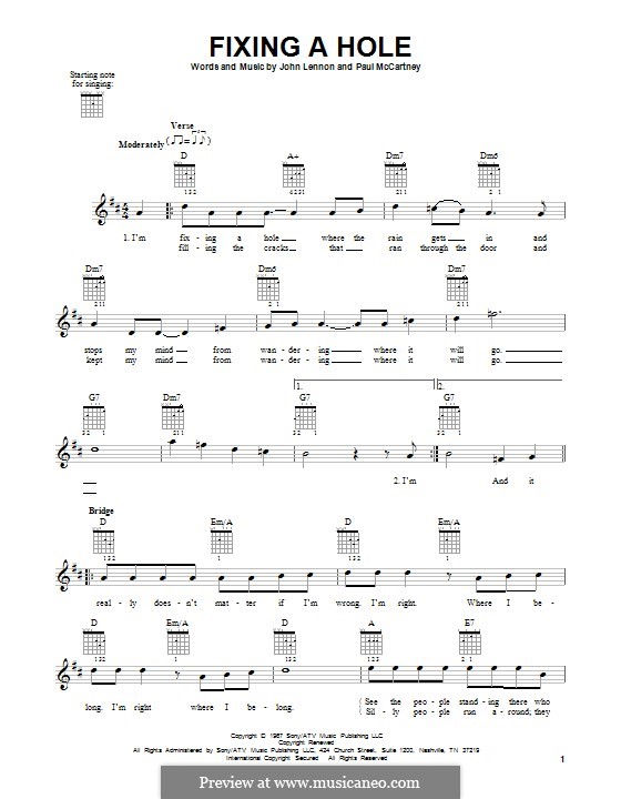Fixing a Hole (The Beatles) von J. Lennon, P. McCartney auf MusicaNeo