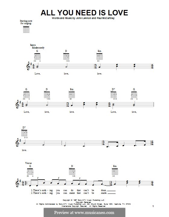 All You Need Is Love (The Beatles) von J. Lennon, P. McCartney auf