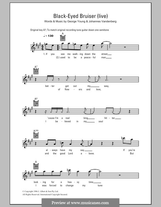 Black Eyed Bruiser von G. Young, J. Vandenberg Noten auf MusicaNeo