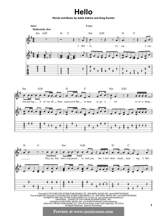 Hello von Adele, G. Kurstin Noten auf MusicaNeo
