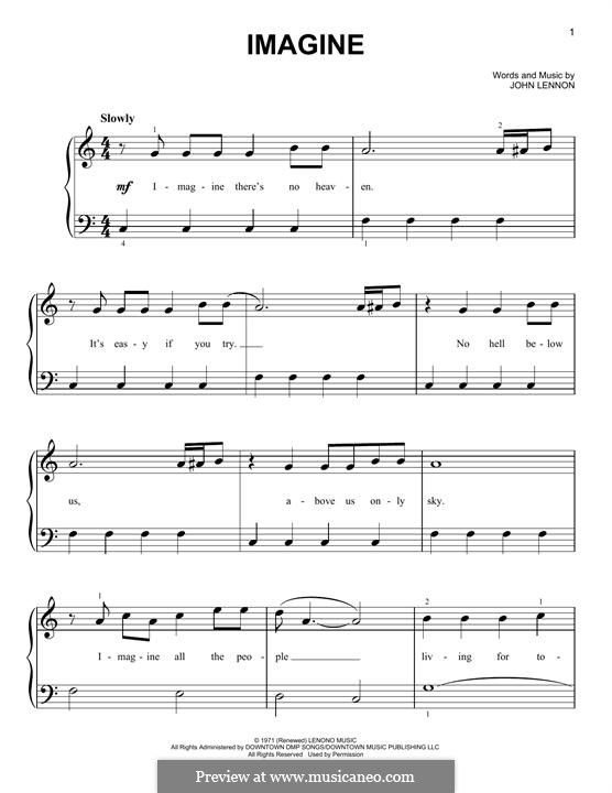 Imagine, for Piano von J. Lennon Noten auf MusicaNeo