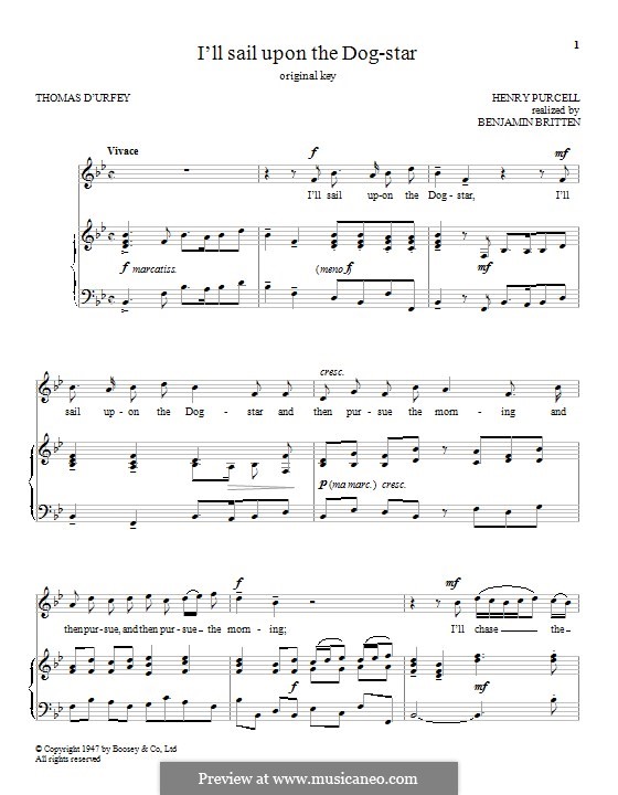 I'll Sail Upon the DogStar von H. Purcell Noten auf MusicaNeo