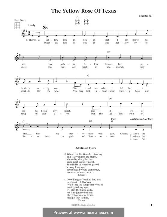 The Yellow Rose of Texas von folklore Noten auf MusicaNeo