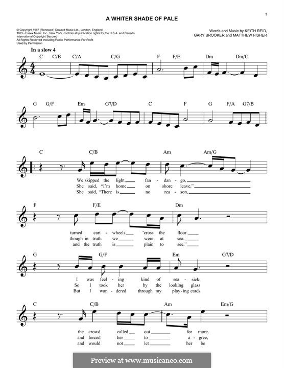 A Whiter Shade of Pale (Procol Harum) von G. Brooker Noten auf MusicaNeo