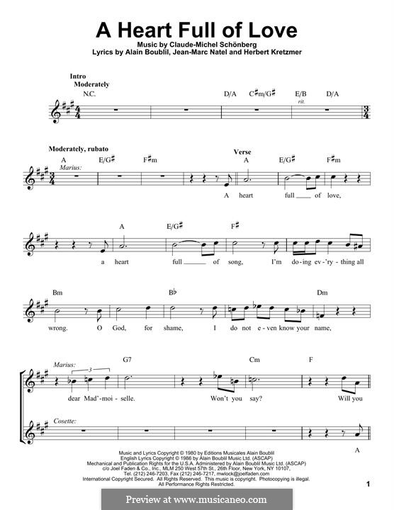 A Heart Full of Love (Les Miserables) von C. Schönberg auf MusicaNeo
