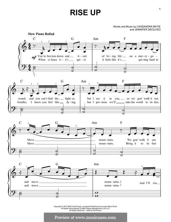 Rise Up (Andra Day) von C. Batie, J. Decilveo Noten auf MusicaNeo