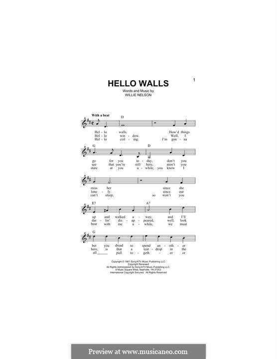 Hello Walls (Faron Young) von W. Nelson Noten auf MusicaNeo
