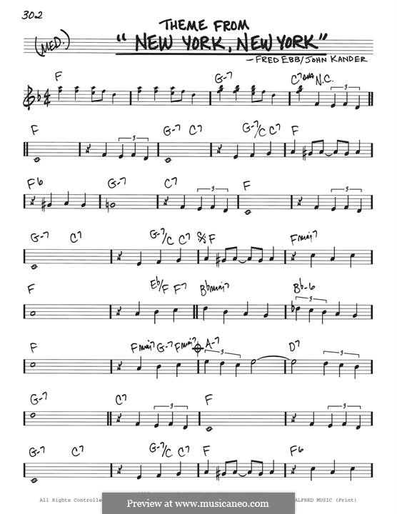 New York, New York (Frank Sinatra) von J. Kander Noten auf MusicaNeo