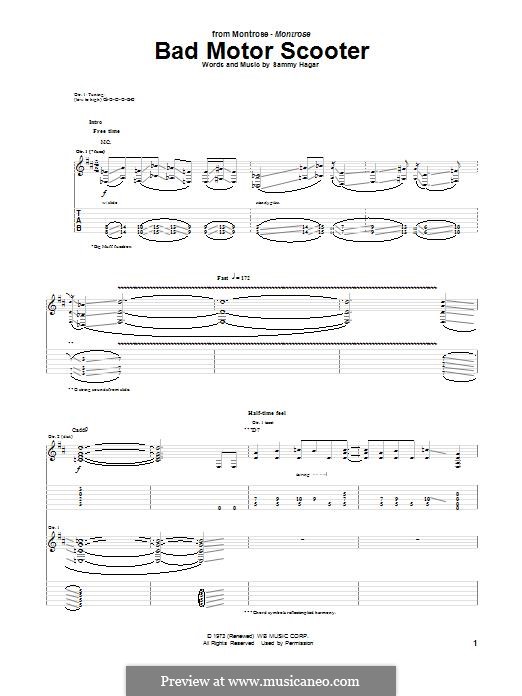 Bad Motor Scooter (Montrose) von S. Hagar Noten auf MusicaNeo