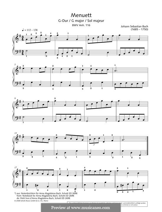 Nr.7 Menuett in Gdur, BWV Anh.116 (Die Notenbüchlein für Anna