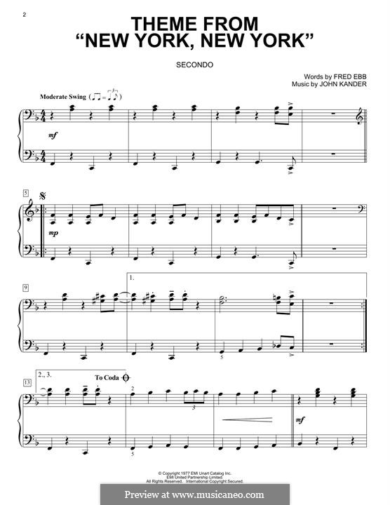 New York, New York (Frank Sinatra) von J. Kander Noten auf MusicaNeo