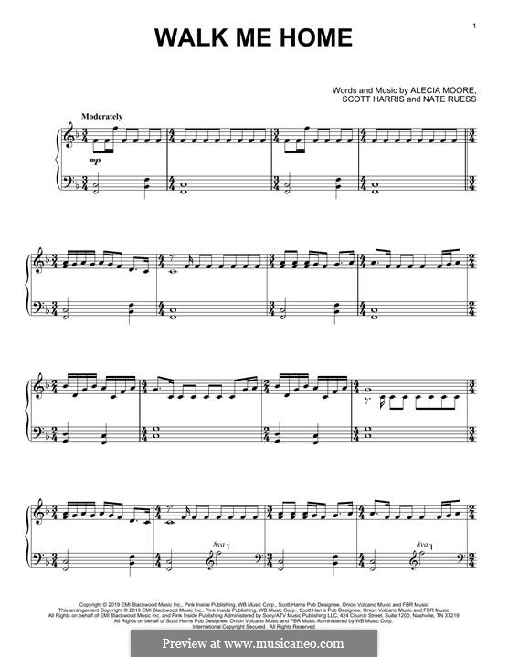 Walk Me Home (Pink) von A. Moore, N. Ruess, S. Harris Noten auf MusicaNeo