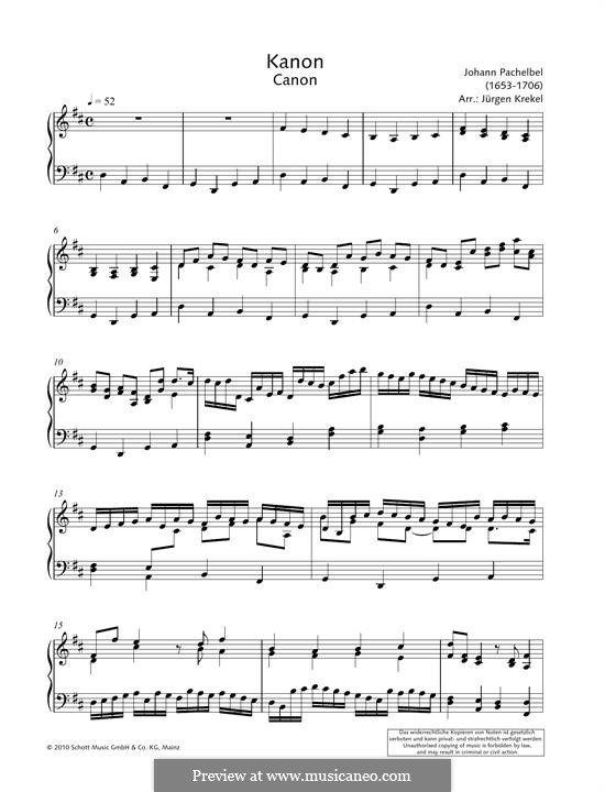Canon in D Major (Printable) von J. Pachelbel Noten auf MusicaNeo
