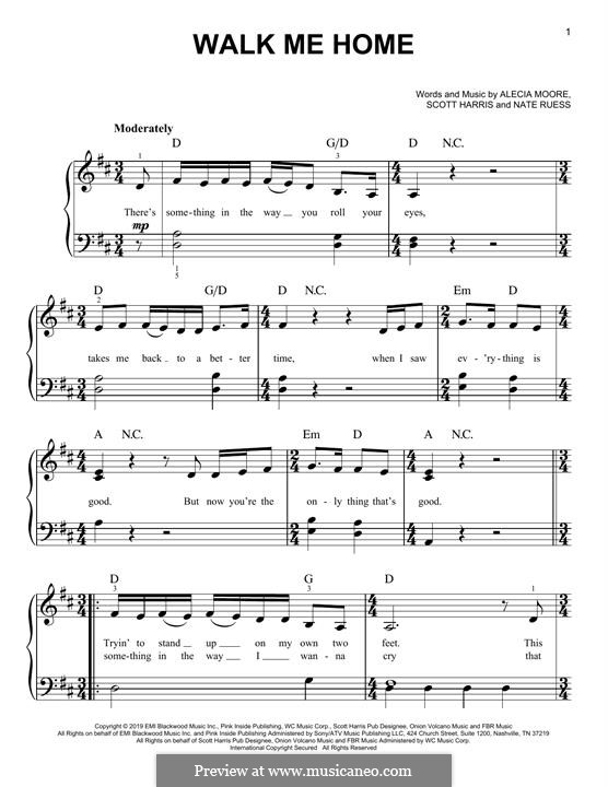 Walk Me Home (Pink) von A. Moore, N. Ruess, S. Harris Noten auf MusicaNeo