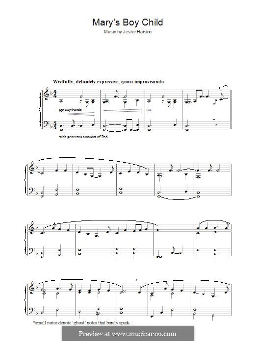 Mary's Boy Child von J. Hairston Noten auf MusicaNeo