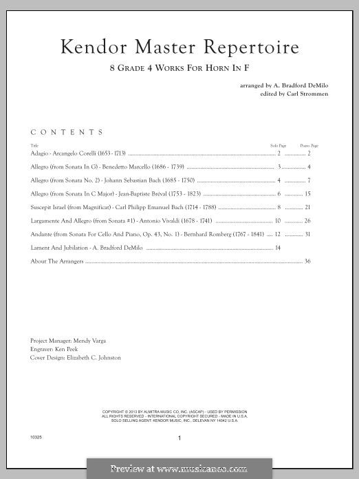 Kendor Master Repertoire Horn in F von J.S. Bach, A. Corelli, J. Bréval auf MusicaNeo
