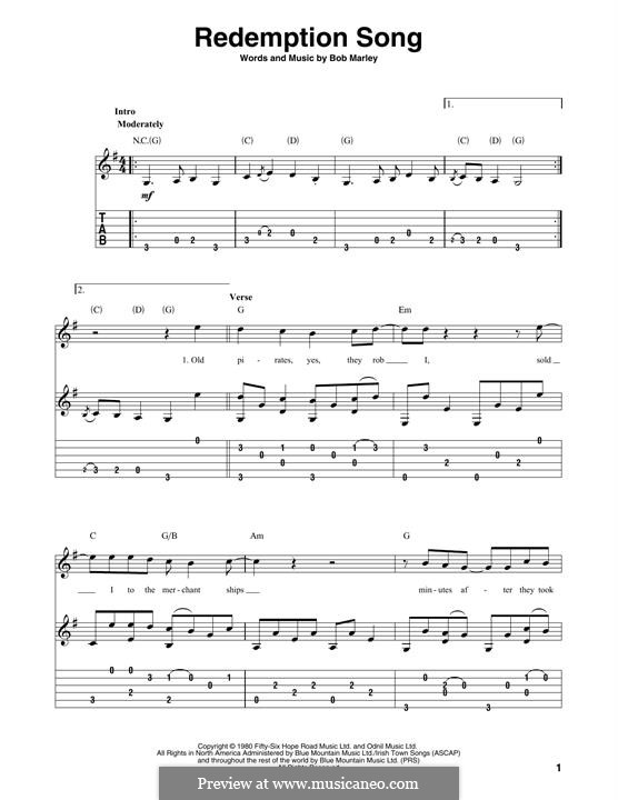 Redemption Song von B. Marley Noten auf MusicaNeo